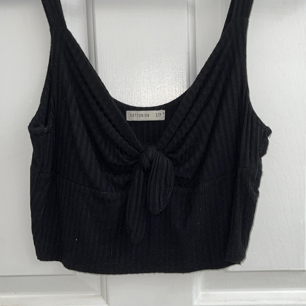 Cotton On Cropped Ribbed Tank in Black